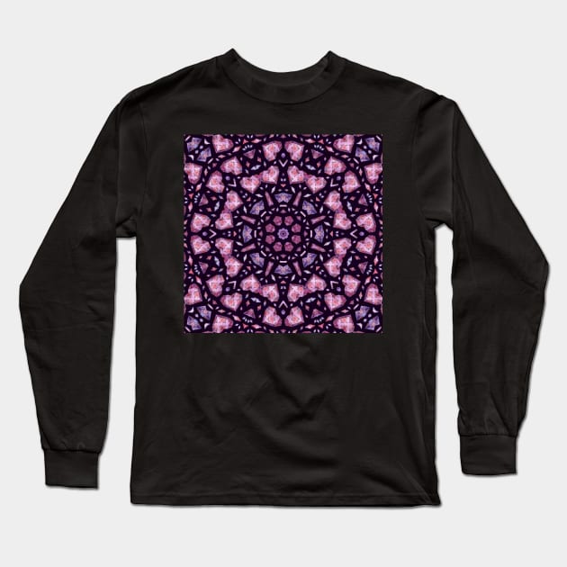 Crystal Hearts and Flowers Valentines Kaleidoscope pattern (Seamless) 19 Long Sleeve T-Shirt by Swabcraft